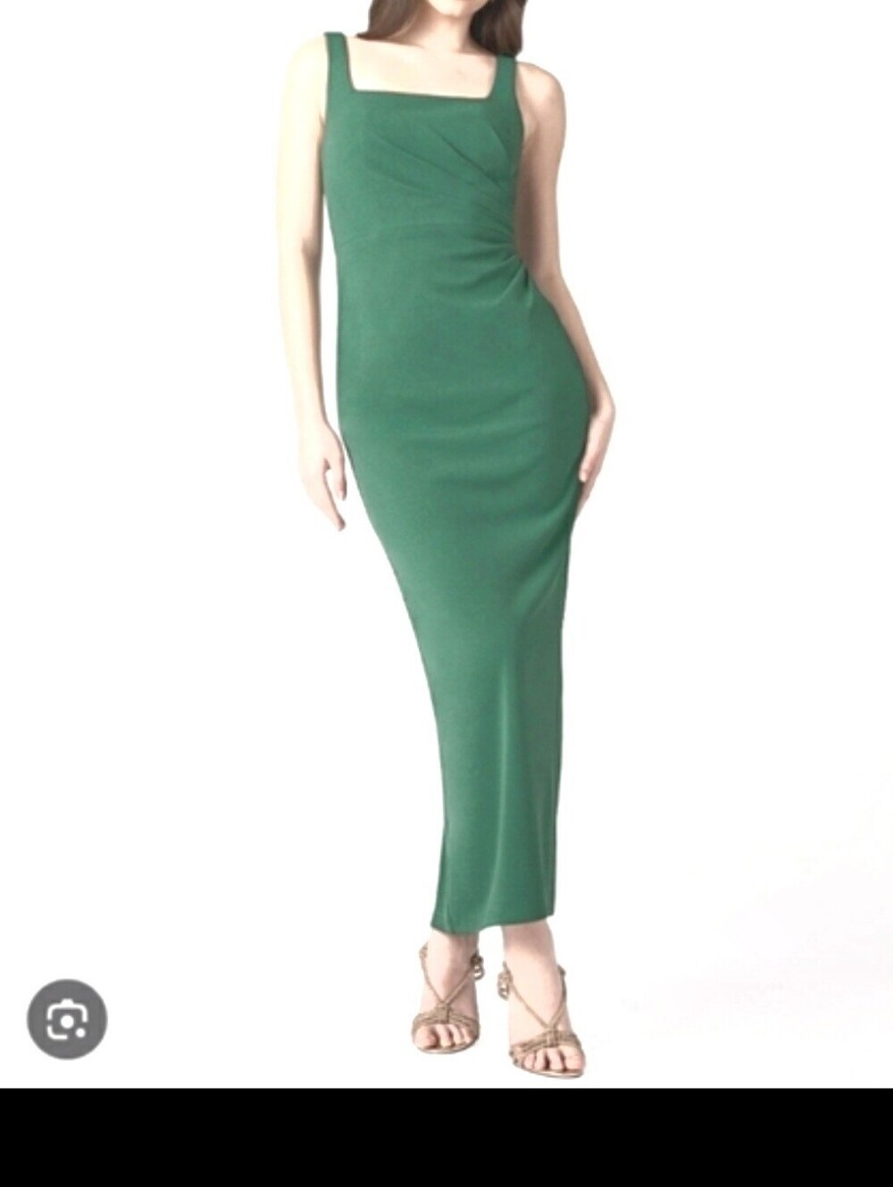 Azazie Atelier Sonia Pleated Maxi Dress. Sleeveless. Elegant. Green. Size 2.
